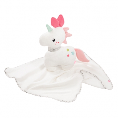 Preview: Fehn Einhorn Aiko Kuscheldecke mit Kissenspieltier 057225