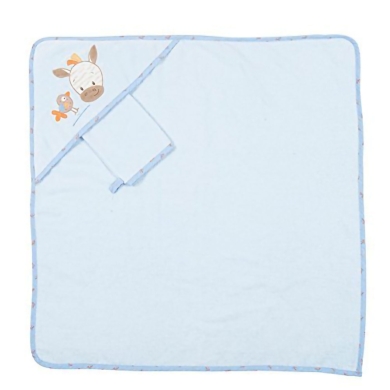 Preview: Nattou Kapuzenbadetuch mit Waschhandschuh Zebra Arthur