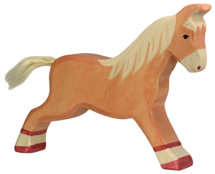 Holztiger Pferd hellbraun laufend 80032