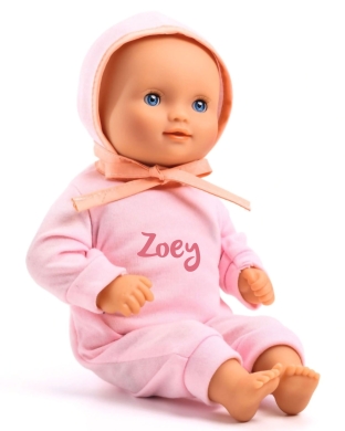 DJECO Puppe Pompea Lilas Rose mit Namen personalisiert