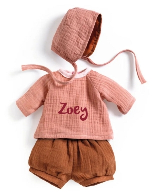 DJECO Puppenkleidung Pompea Peach mit Namen personalisiert