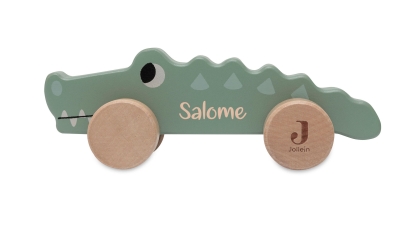 Jollein Holzkrokodil auf Rädern mit Lasergravur