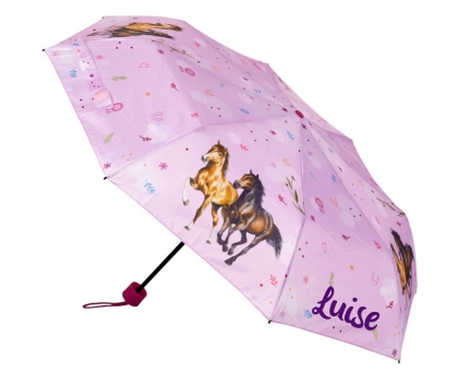 DIE SPIEGELBURG Taschenschirm Pferdefreunde mit Personalisierung
