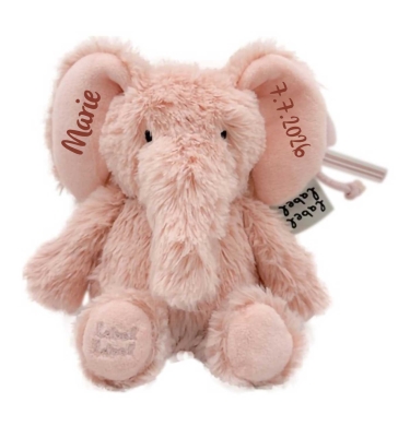 Label-Label Spieltier Elefant rosa mit Personalisierung