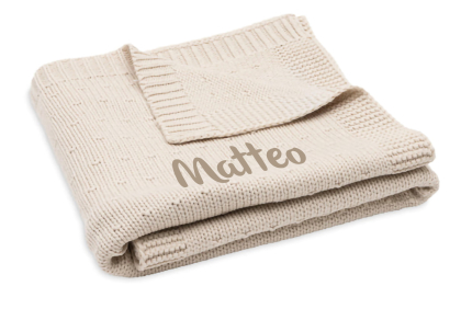Jollein Wiegen Strickdecke mit Namen bestickt