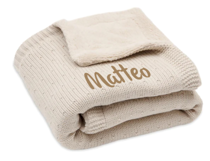 Jollein Wiegen Strickdecke mit Namen bestickt