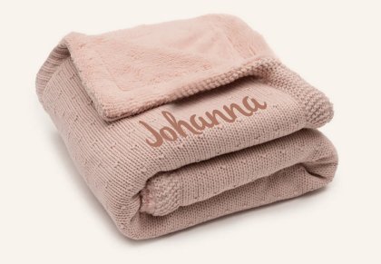 Jollein Wiegen Strickdecke mit Namen bestickt