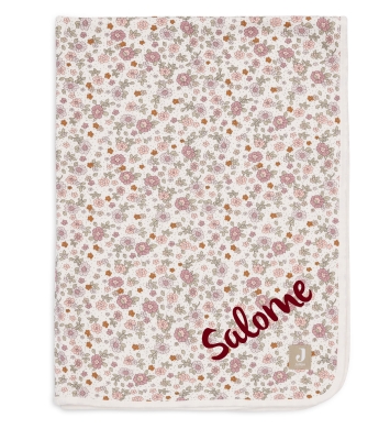 Jollein Jersey Decke Retro Flowers mit Namen bestickt
