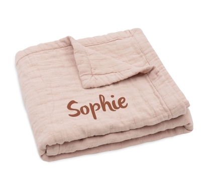 Jollein Mulldecke Jacquard mit Namen bestickt