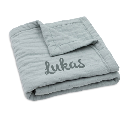 Jollein Mulldecke Jacquard mit Namen bestickt