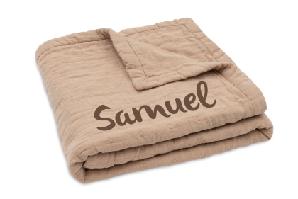 Jollein Mulldecke Jacquard mit Namen bestickt