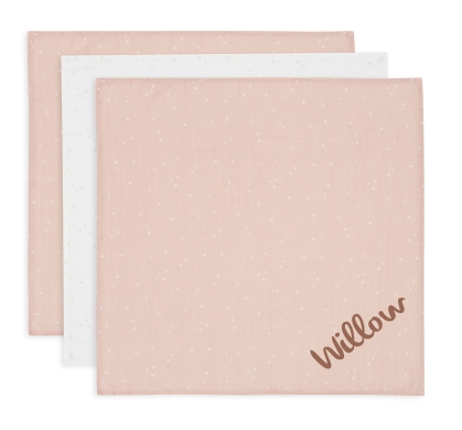 Jollein 3er Set Spucktücher Hydrophil Twinkling Wild Rose mit Namen bestickt