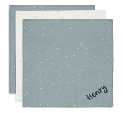 Jollein 3er Set Spucktücher Hydrophil Twinkling Sea Green mit Namen bestickt