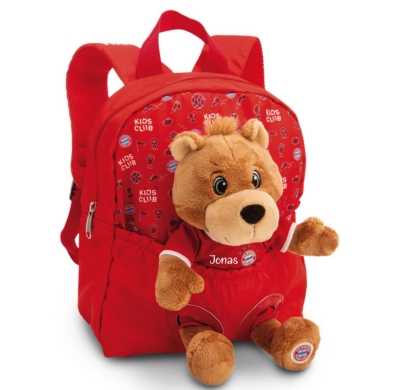 Rucksack mit Plüschtier FC BAYERN MÜNCHEN Berni personalisiert
