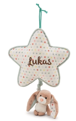 Nici Spieluhr Stern mit Hase Fjella mit Namen personalisiert