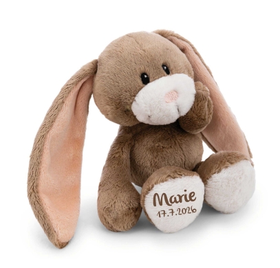Nici Kuscheltier Hase Lopino in Geschenkbox mit Namen beschriftet