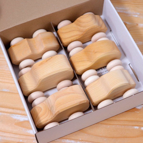 Grimms 6 Holzautos natur