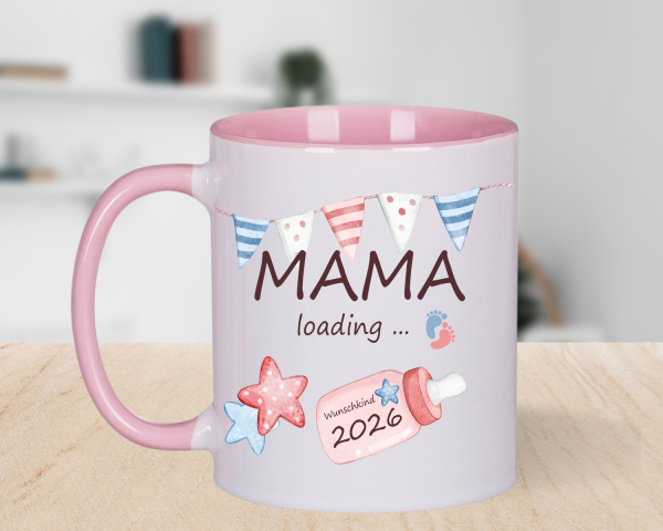 Tasse Mama loading rosa-blau Schwangerschaftstasse für werdende Mütter
