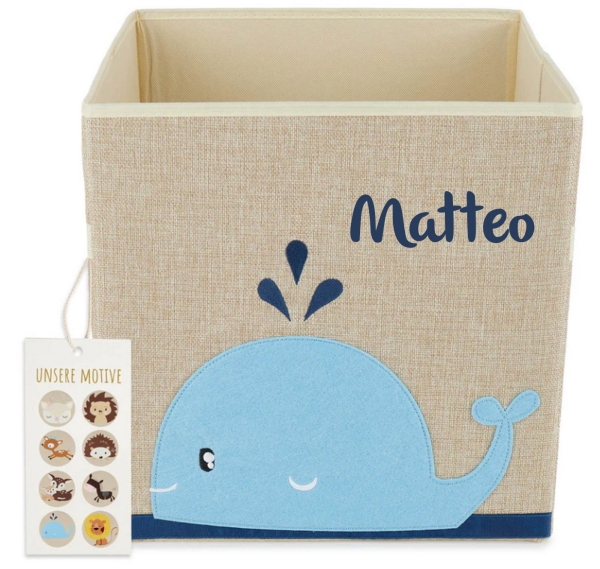 Aufbewahrungsbox Wal mit Personalisierung