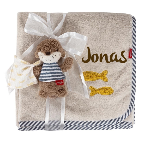 Fehn Kuscheldecke Otter mit Namen bestickt