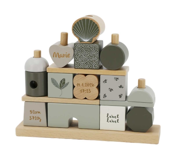 Label-Label Stapelhaus olive green  mit Namen personalisiert