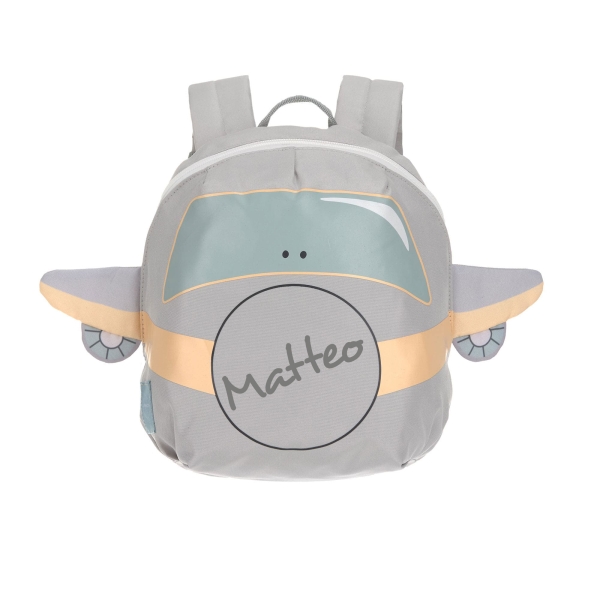 Lässig Kindergartenrucksack Flugzeug mit Namen