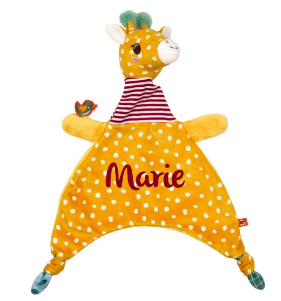DIE SPIEGELBURG Babyglück Schnuffeltuch Giraffe mir Namen bestickt