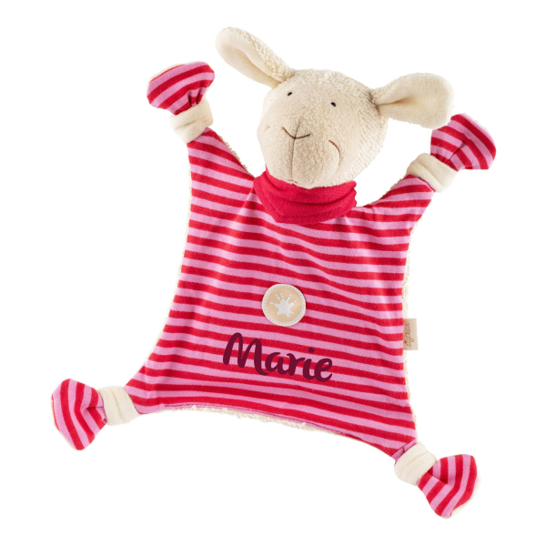 Sigikid Schmusetuch Schaf rosa mit Namen bestickt