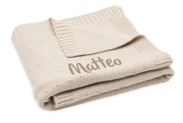 Jollein Wiegen Strickdecke mit Namen bestickt