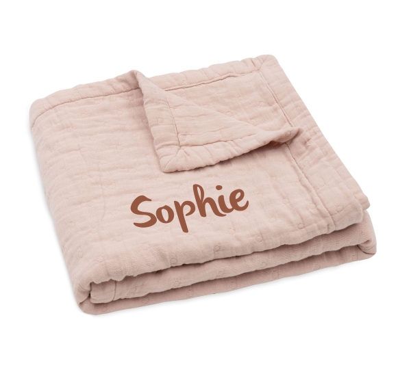 Jollein Mulldecke Jacquard mit Namen bestickt