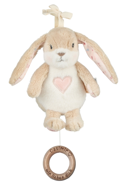 Sterntaler Hase Hanni Mini-Spieluhr mit lasergraviertem Holzring