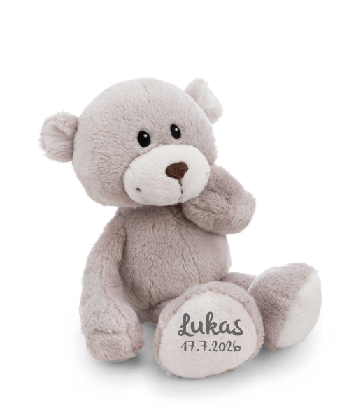 Nici Kuscheltier Bär Finni in Geschenkbox mit Namen beschriftet